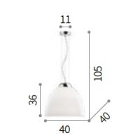 Ideal Lux 001814 Tolomeo SP1 Lampada a Sospensione D40 Bianco