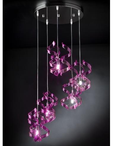 Metal Lux 206.513.11 Astro Lampadario Sospensione 3 Luci Fuxia