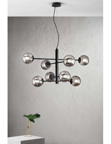 Ondaluce Eliseo Black 8L Suspension lamp