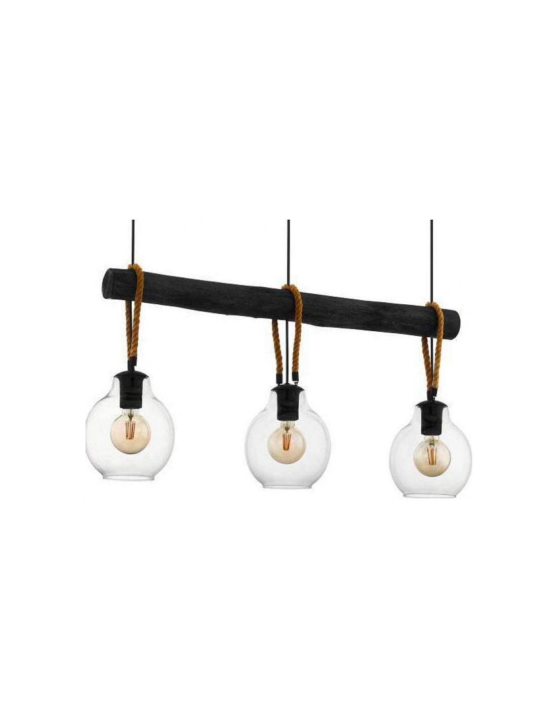 دين مصاريف مجنون  Eglo RODING 43618 Suspension lamp 3 x E27 Structure in metal and wood /  black, brown finish