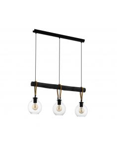 Eglo RODING 43618 Suspension lamp 3 x E27 Structure in metal and wood / black, brown finish