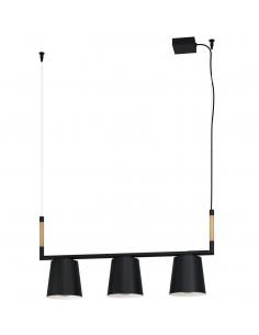 Eglo LACEY 43612 - Suspension lamp 3 x E27 Structure in metal and wood / black and brown finish
