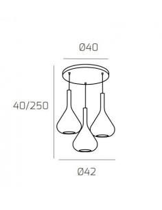 Top Light - Kona 1177CRS3TMC Suspension lamp chrome 3 lights amber green and blue glass 2