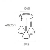 Top Light - Kona 1177CRS3TMC Suspension lamp chrome 3 lights amber green and blue glass