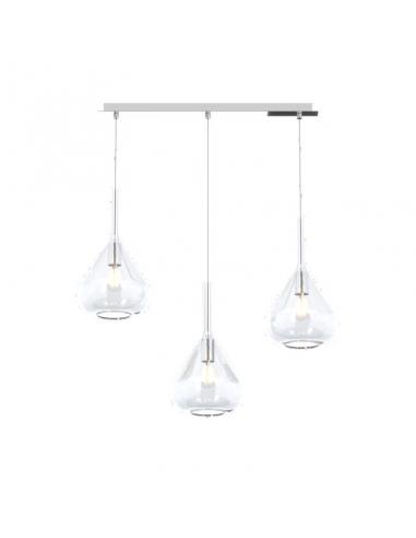 Top Light - Kona 1177CR/S3 R-TR Lampada a sospensione cromo rettangolare 3 Luci vetro trasparente