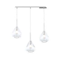 Top Light - Kona 1177CR/S3 R-TR Lampada a sospensione cromo rettangolare 3 Luci vetro trasparente
