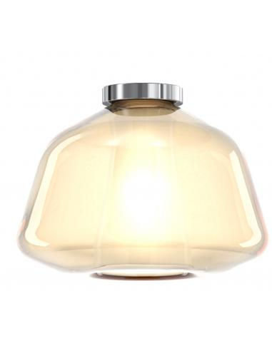 Top Light - Double Skin 1176/OS/PL1-ALPHA-AM Plafoniera con struttura in ottone satinato vetro colore Ambra