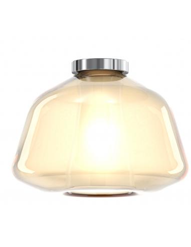 Top Light - Double Skin 1176/OS/PL1-ALPHA-AM Ceiling lamp with satin brass structure glass Amber color