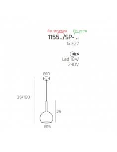 Top Light - Future 115/CR/SP-AM Suspension lamp in chrome Amber glass Ø15 2