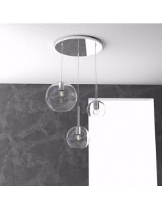 Top Light - Future 1155/BI/S3/T-MIX-TR Suspension lamp white structure 3 lights transparent glass