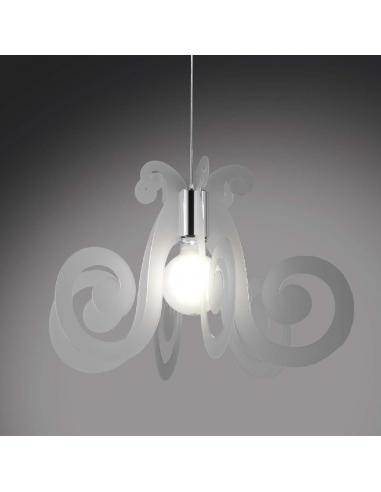 Linea Zero MI/S64/SA Mizar Suspension lamp in satin plexiglas chrome
