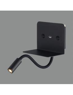 ACB Iluminacion A38360N Calma Wall lamp led flexible shelf charger black
