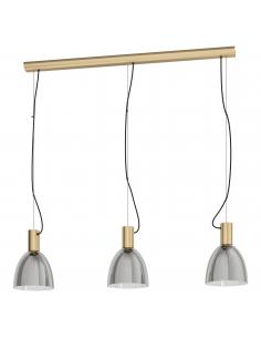Eglo 99314 - Lebalio  Suspension Lamp 3 lights brass-bronzed base and smoked glasses