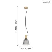 Eglo 99313 - Lebalio Suspension lamp burnished base and smoked glass
