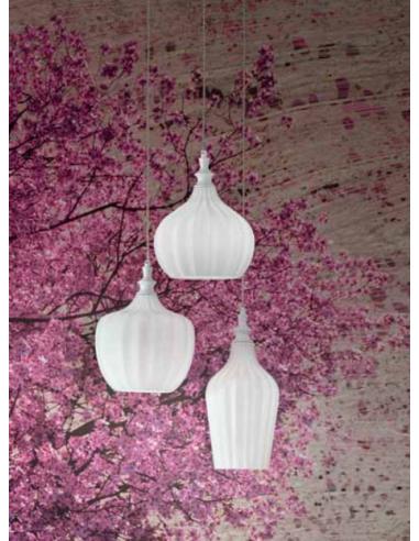 Gea Luce CLEOFES3B Cleofe Lampadario a sospensione 3 luci vetro bianco