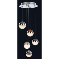 Illuminati MD14003057-5AMIX Atomo Chandelier 5L cromo rame oro