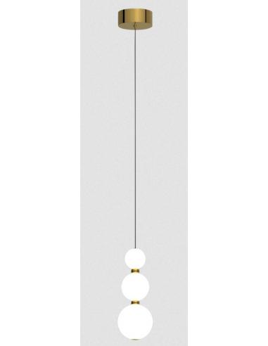 Illuminati MD21001033-1AGOL Perla Lampada da sospensione oro collana 3 sfere vetro led