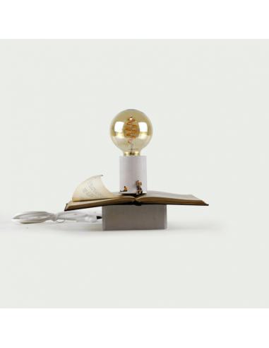 LAIT Libro Aperto Lampada da tavolo artigianale libro legno lampadina vintage