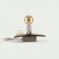 LAIT Libro Aperto Lampada da tavolo artigianale libro legno lampadina vintage