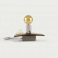 LAIT Libro Aperto Lampada da tavolo artigianale libro legno lampadina vintage