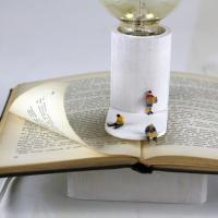 LAIT Libro Aperto Lampada da tavolo artigianale libro legno lampadina vintage