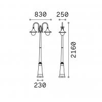 Ideal Lux 024097 Cima Lampada da terra per esterni 2 luci Nero