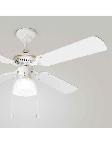 Perenz 7064 B Gemini Ventilatore a soffitto 4 pale classico E27 bianco
