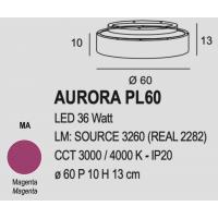 Exclusive Light Aurora PL60 MA Lampada da soffitto LED Ø60 Magenta