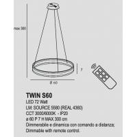 Exclusive Light Twin S60 Lampada a sospensione Ø60cm LED Magenta