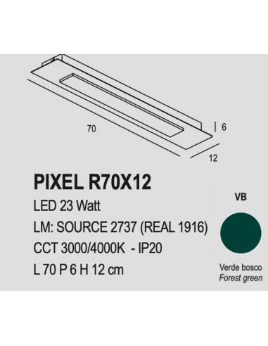 Exclusive Light Pixel R70X12 Lampada da soffitto parete LED 23W Verde Bosco