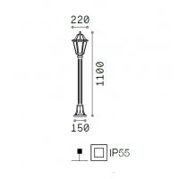 Ideal Lux 101514 Dafne PT1 Paletto Lampada da terra esterni nero