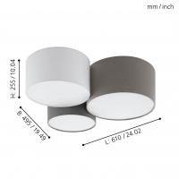 Eglo 97479 PASTORE Lampada da soffitto 3 luci antracite marrone bianco