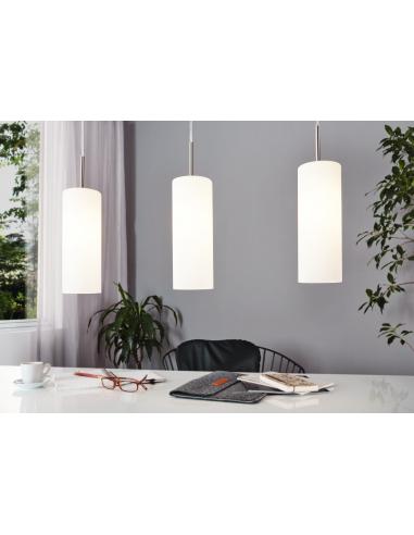 Eglo 85978 TROY 3 Hanging lamp with 3 cylinders white satin glass