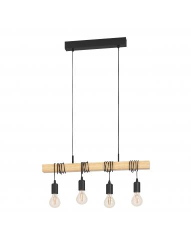 Eglo 32916 TOWNSHEND Suspension chandelier 4 lights in steel and wood