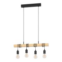 Eglo 32916 TOWNSHEND Suspension chandelier 4 lights in steel and wood