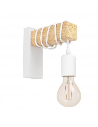 Eglo 33162 TOWNSHELD Lampada da parete 1 luce acciaio bianco e legno
