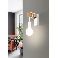 Eglo 33162 TOWNSHELD Lampada da parete 1 luce acciaio bianco e legno