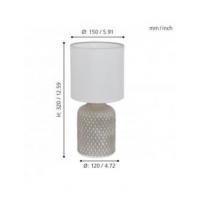 Eglo 97774 BELLARIVA Lampada da tavolo ceramica grigia paralume bianco