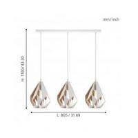 Eglo 43002 CARLTON 1 Suspension lamp 3 lights white and gold Ø205