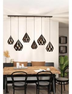 Eglo 43846 CARLTON 1 Suspension lamp 6 lights black and copper Ø385 2