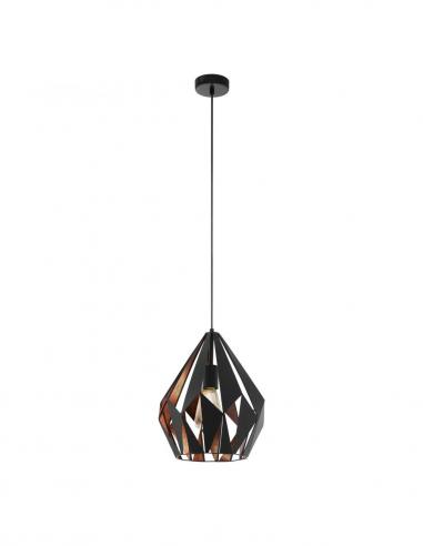 Eglo 49254 CARLTON 1 Black and copper diamond suspension lamp Ø31