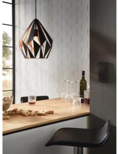 Eglo 49254 CARLTON 1 Black and copper diamond suspension lamp Ø31 2