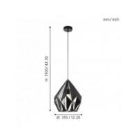 Eglo 49255 CARLTON 1 Black and silver diamond suspension lamp Ø31