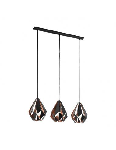 Eglo 49991 CARLTON 1 Suspension lamp 3 lights black and copper Ø205