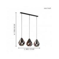 Eglo 49991 CARLTON 1 Suspension lamp 3 lights black and copper Ø205