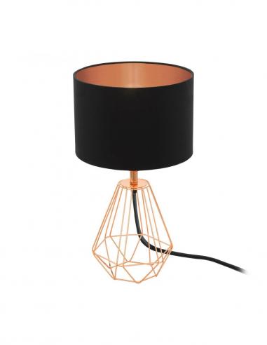 Eglo 95787 CARLTON 2 Lampada da tavolo base rame e paralume nero-rame