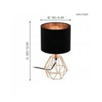 Eglo 95787 CARLTON 2 Lampada da tavolo base rame e paralume nero-rame