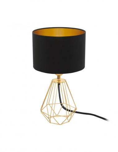 Eglo 95788 CARLTON 2 Lampada da tavolo base ottone e paralume nero-oro