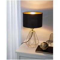 Eglo 95788 CARLTON 2 Lampada da tavolo base ottone e paralume nero-oro