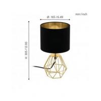 Eglo 95788 CARLTON 2 Lampada da tavolo base ottone e paralume nero-oro
